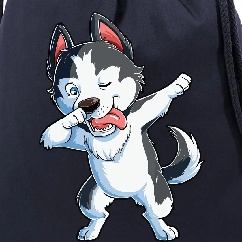 Dabbing Siberian Husky Dog Lover Boy Dab Funny Gift Drawstring Bag