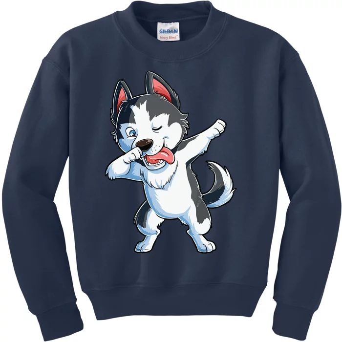 Dabbing Siberian Husky Dog Lover Boy Dab Funny Gift Kids Sweatshirt