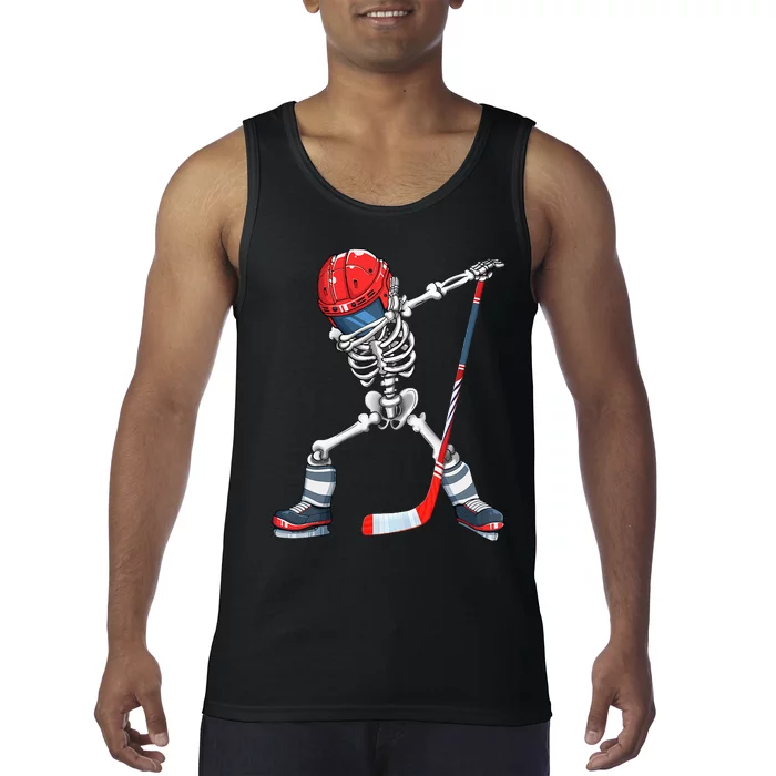 Dabbing Skeleton Hockey Halloween Costume Gift Tank Top