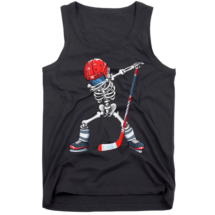 Dabbing Skeleton Hockey Halloween Costume Gift Tank Top