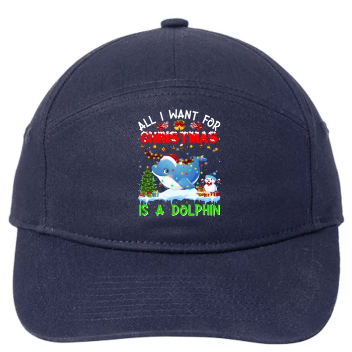 Dolphin Santa Hat Lights Xmas Snowflake Pajama Christmas Tee Gift 7-Panel Snapback Hat