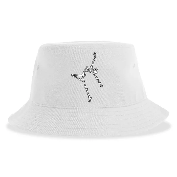 Dancing Skeleton Halloween Ballet Dance Pose Sustainable Bucket Hat