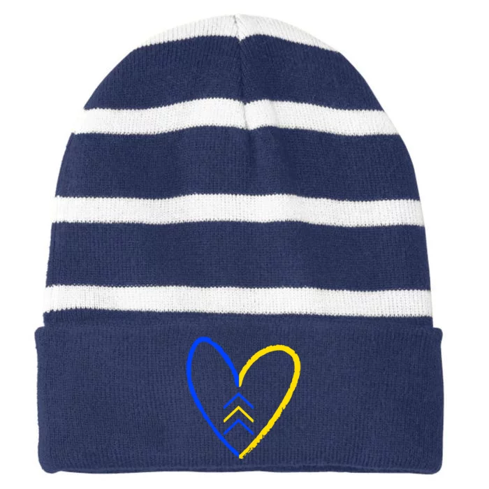 Down Syndrome Heart Arrow Striped Beanie with Solid Band