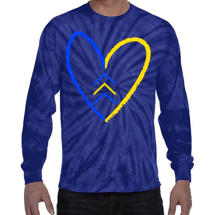 Down Syndrome Heart Arrow Tie-Dye Long Sleeve Shirt