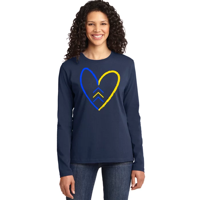 Down Syndrome Heart Arrow Ladies Long Sleeve Shirt