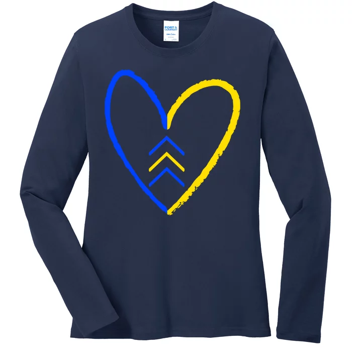 Down Syndrome Heart Arrow Ladies Long Sleeve Shirt