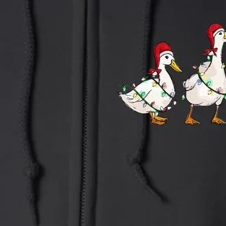 Duck Santa Hat Christmas Lights Silly Goose Xmas Full Zip Hoodie