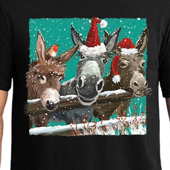 Donkey Santa Hat Cute Donkey Christmas Pajama Set