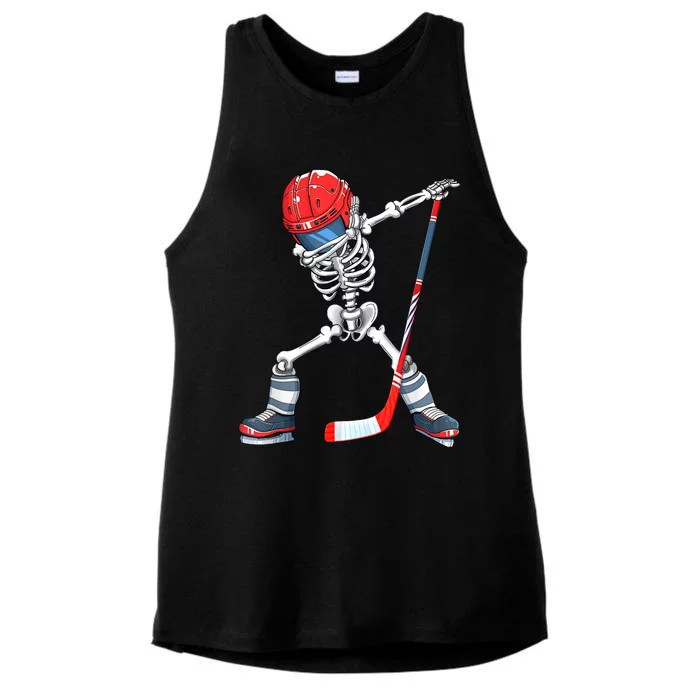 Dabbing Skeleton Hockey Halloween Costume Gift Boy Ladies Tri-Blend Wicking Tank