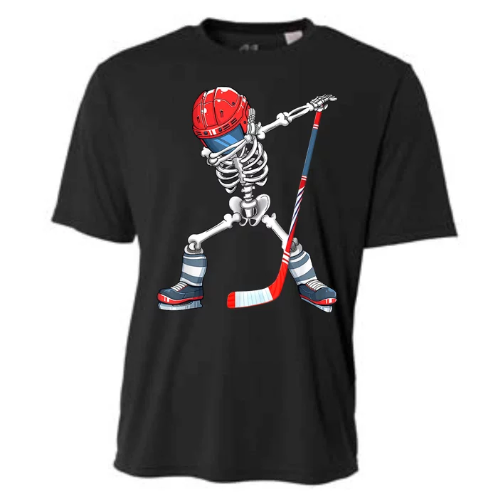 Dabbing Skeleton Hockey Halloween Costume Gift Boy Cooling Performance Crew T-Shirt