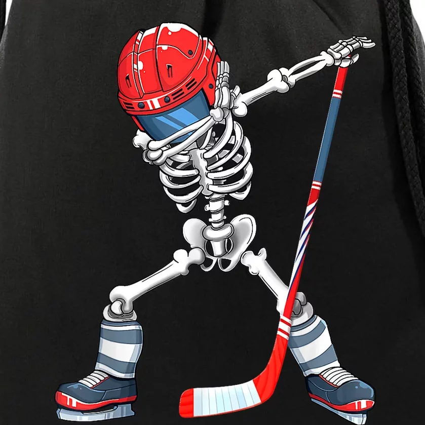 Dabbing Skeleton Hockey Halloween Costume Gift Boy Drawstring Bag