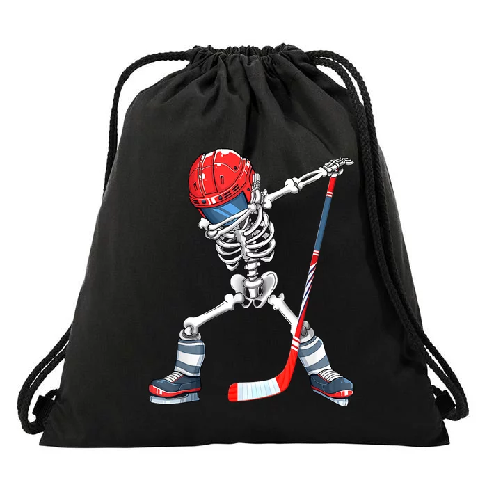 Dabbing Skeleton Hockey Halloween Costume Gift Boy Drawstring Bag