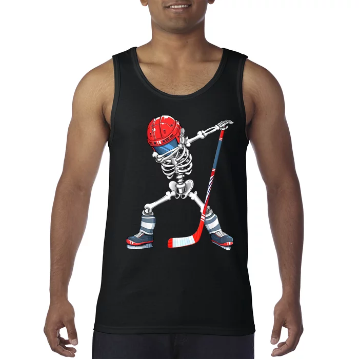 Dabbing Skeleton Hockey Halloween Costume Gift Boy Tank Top