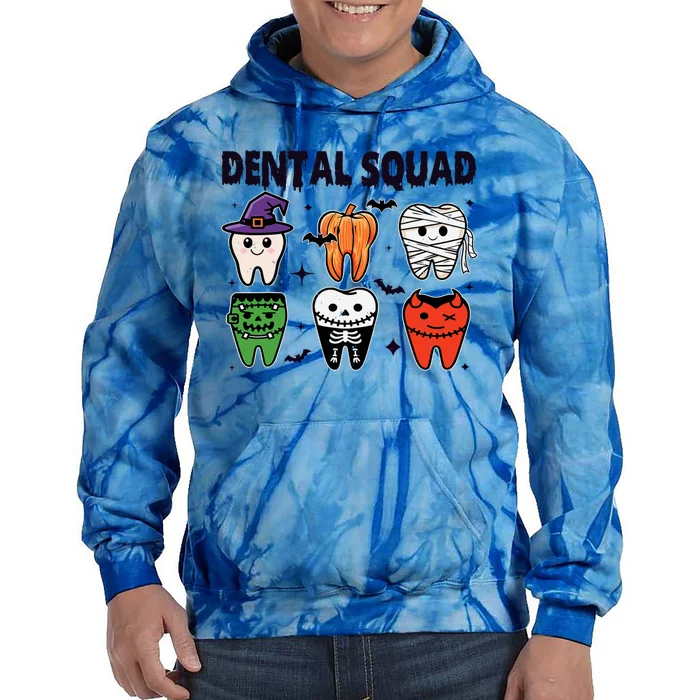 Dental Squad Halloween Cute Spooky Teeth Costume Dentist Tie Dye Hoodie