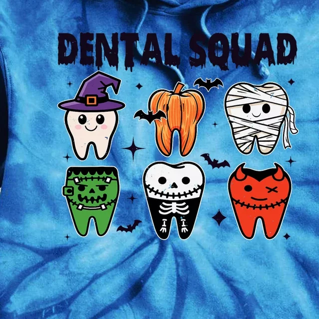 Dental Squad Halloween Cute Spooky Teeth Costume Dentist Tie Dye Hoodie