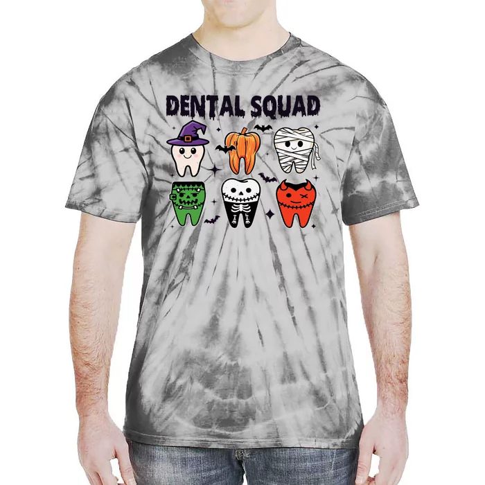 Dental Squad Halloween Cute Spooky Teeth Costume Dentist Tie-Dye T-Shirt