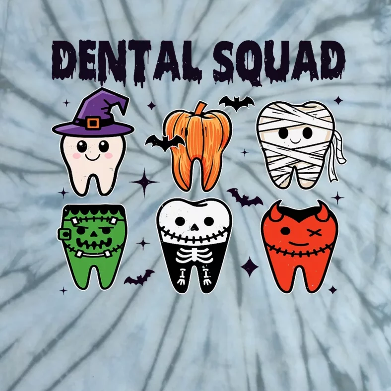 Dental Squad Halloween Cute Spooky Teeth Costume Dentist Tie-Dye T-Shirt