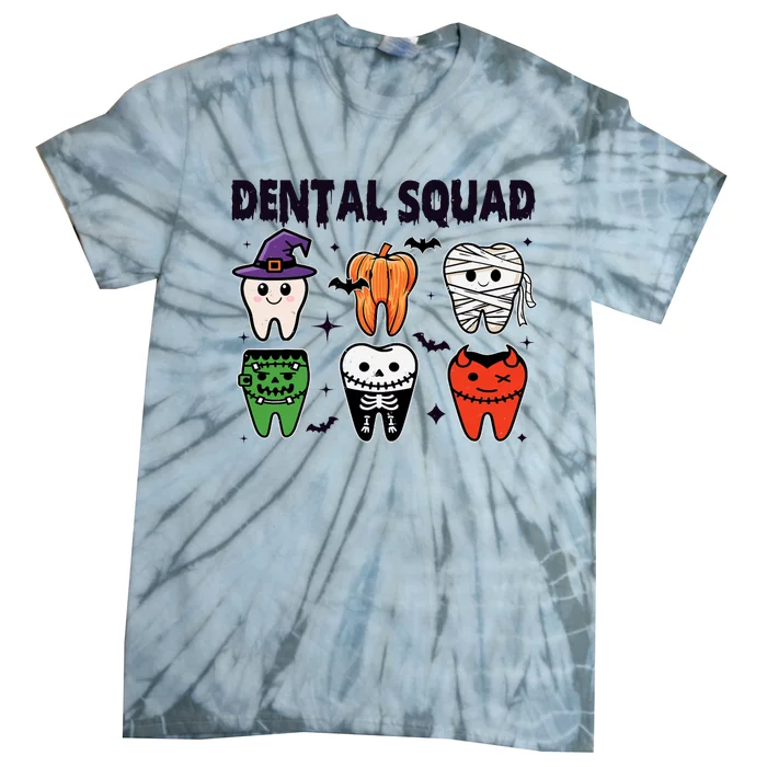 Dental Squad Halloween Cute Spooky Teeth Costume Dentist Tie-Dye T-Shirt