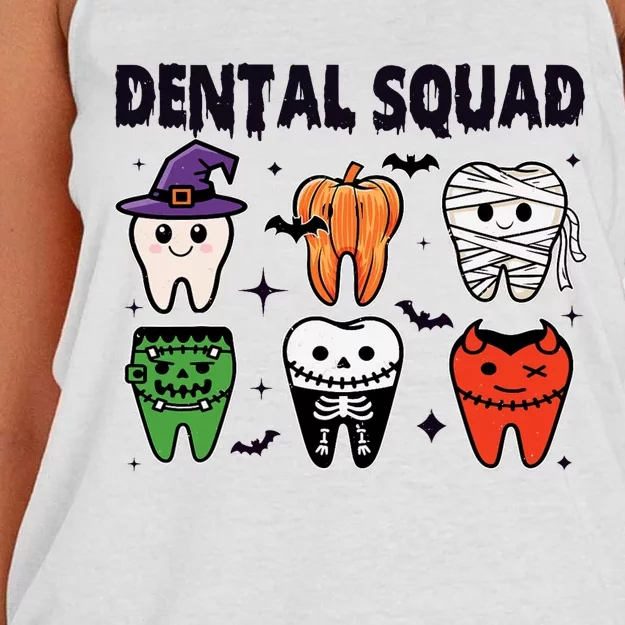 Dental Squad Halloween Cute Spooky Teeth Costume Dentist Women's Knotted Racerback Tank