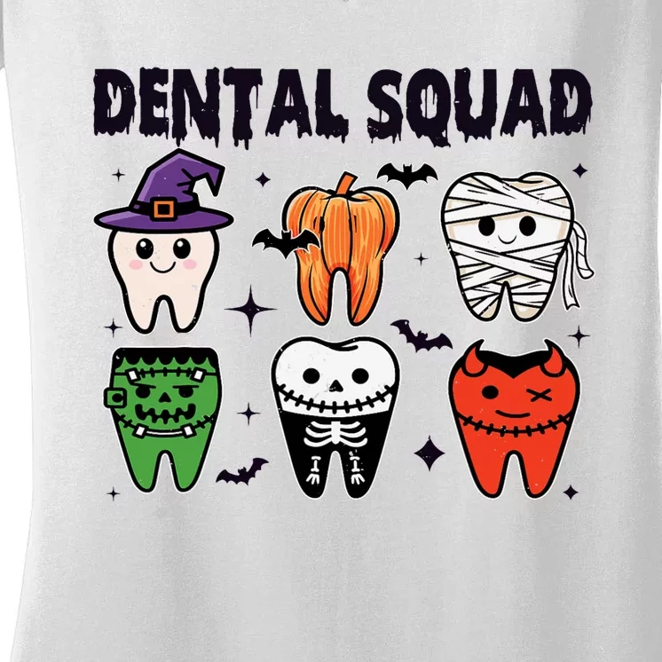 Dental Squad Halloween Cute Spooky Teeth Costume Dentist Women's V-Neck T-Shirt