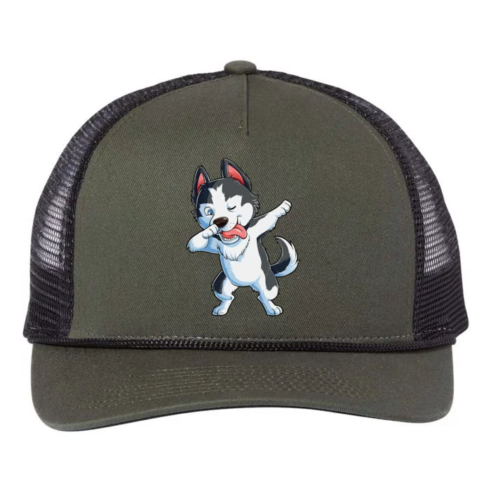 Dabbing Siberian Husky Dog Lover Dab Funny Gifts Retro Rope Trucker Hat Cap