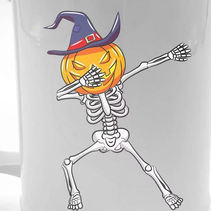 Dabbing Skeleton Halloween Pumpkin Cute Gift Front & Back Beer Stein