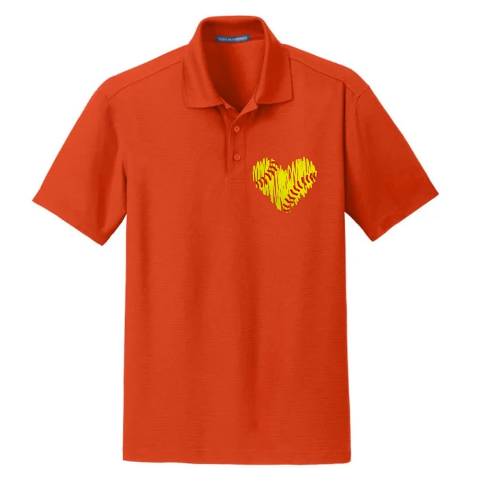 Distressed Softball Heart Dry Zone Grid Performance Polo