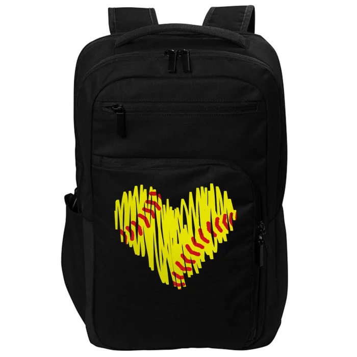 Distressed Softball Heart Impact Tech Backpack