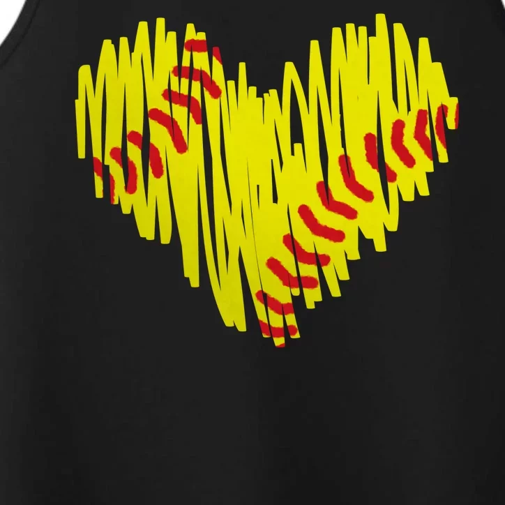 Distressed Softball Heart Performance Tank