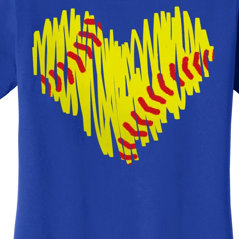 Distressed Softball Heart Women's T-Shirt