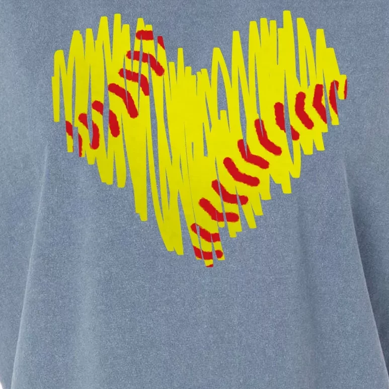 Distressed Softball Heart Garment-Dyed Women's Muscle Tee