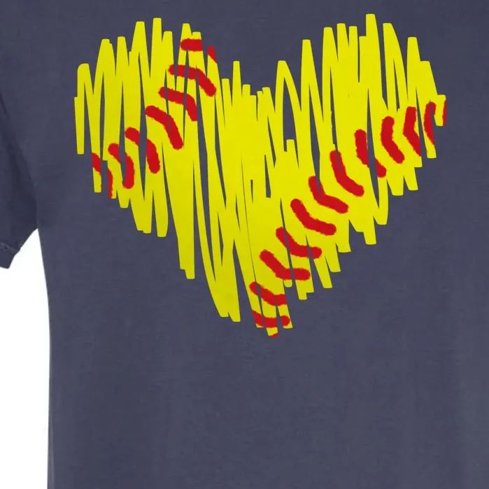 Distressed Softball Heart Garment-Dyed Heavyweight T-Shirt