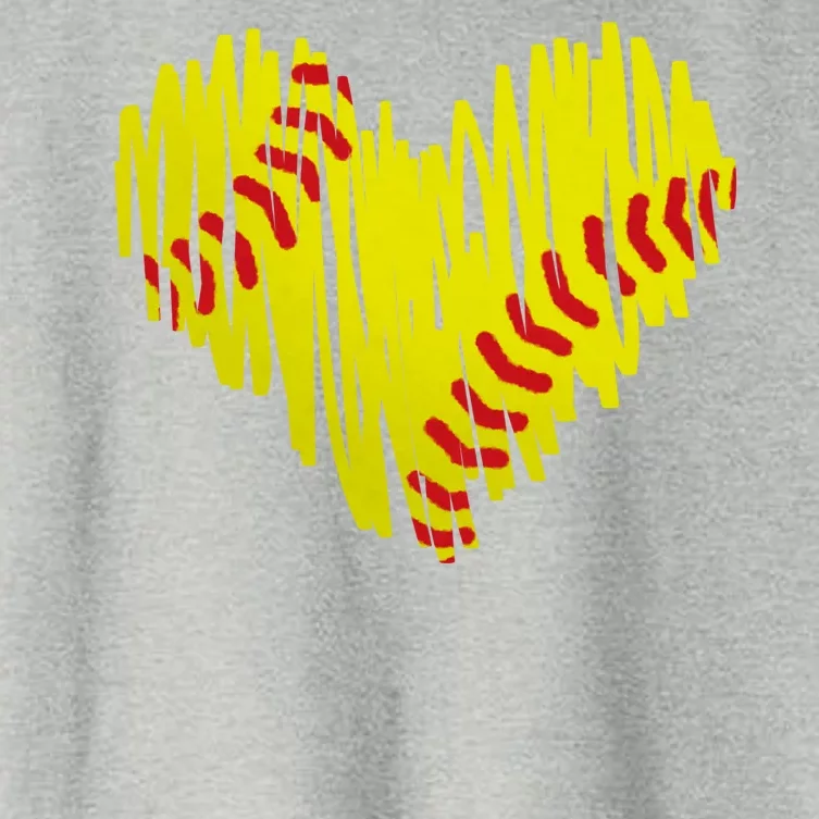 Distressed Softball Heart Women's Crop Top Tee