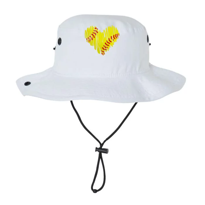 Distressed Softball Heart Legacy Cool Fit Booney Bucket Hat