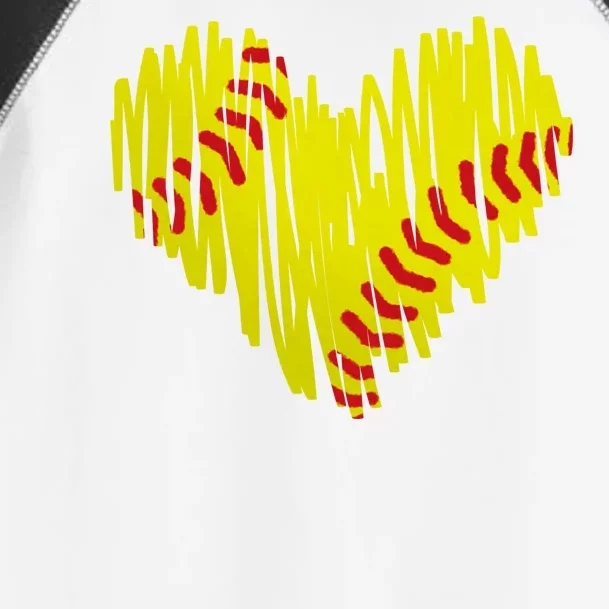 Distressed Softball Heart Toddler Fine Jersey T-Shirt