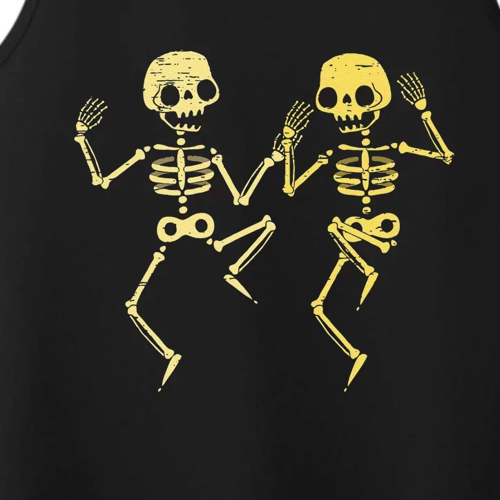 Dancing Skeleton Halloween Day Spooky Trick Or Treat Bone Performance Tank