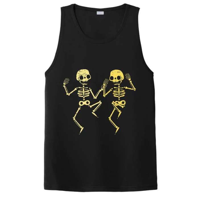 Dancing Skeleton Halloween Day Spooky Trick Or Treat Bone Performance Tank