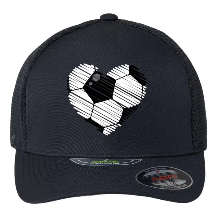 Distressed Soccer Heart Flexfit Unipanel Trucker Cap