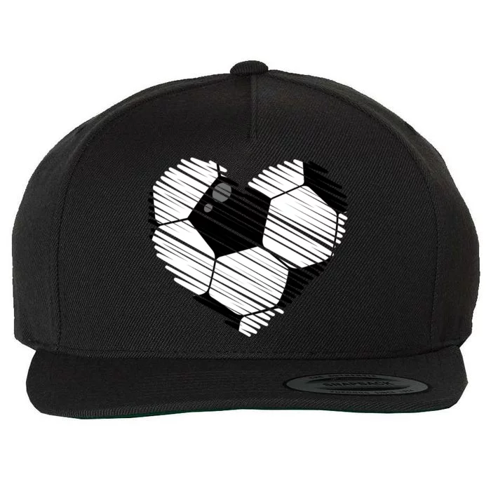 Distressed Soccer Heart Wool Snapback Cap