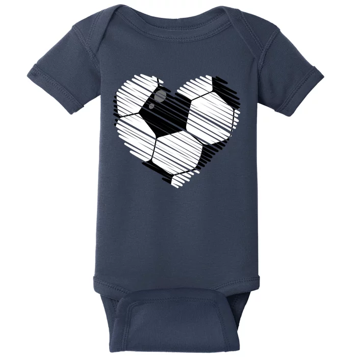 Distressed Soccer Heart Baby Bodysuit