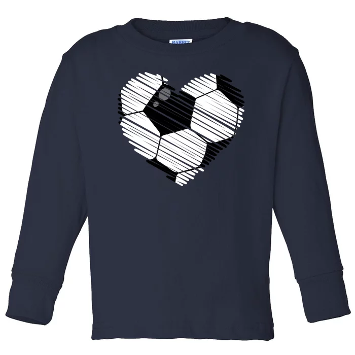 Distressed Soccer Heart Toddler Long Sleeve Shirt