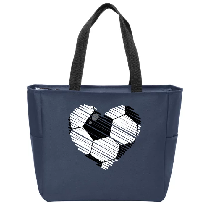 Distressed Soccer Heart Zip Tote Bag