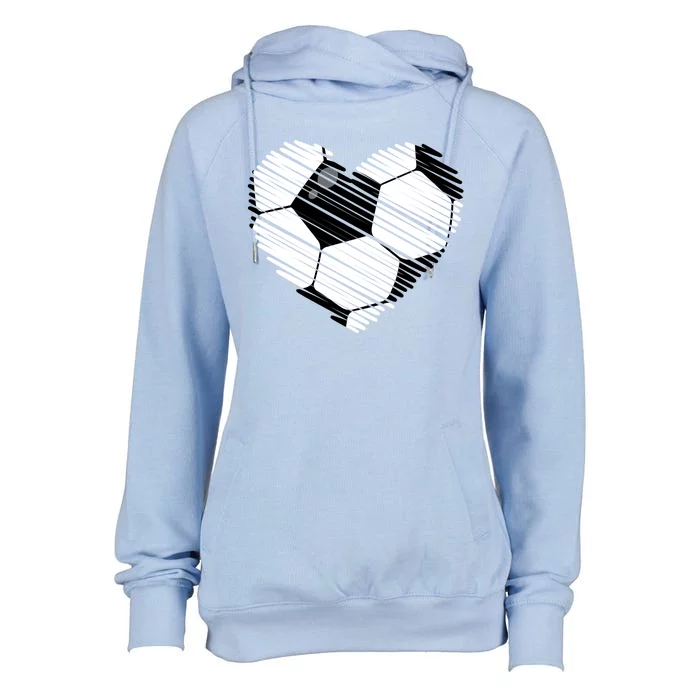 Distressed Soccer Heart Womens Funnel Neck Pullover Hood