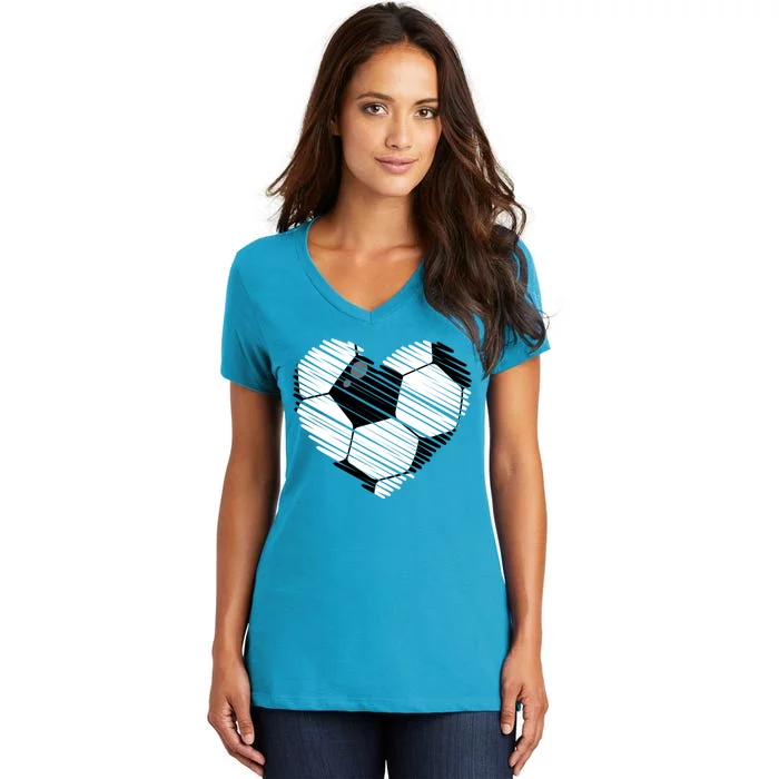 Distressed Soccer Heart Women's V-Neck T-Shirt