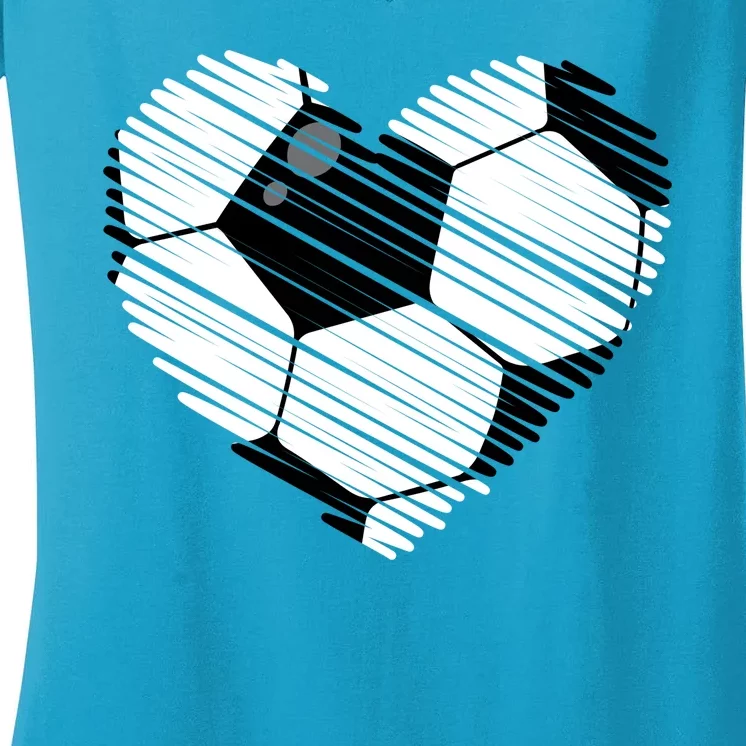 Distressed Soccer Heart Women's V-Neck T-Shirt