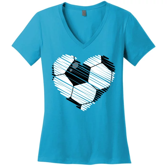 Distressed Soccer Heart Women's V-Neck T-Shirt