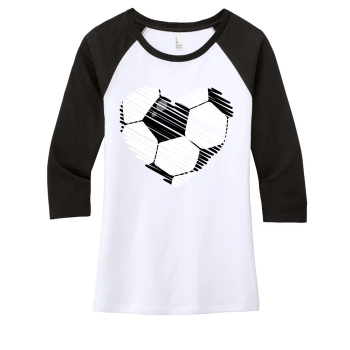 Distressed Soccer Heart Women's Tri-Blend 3/4-Sleeve Raglan Shirt