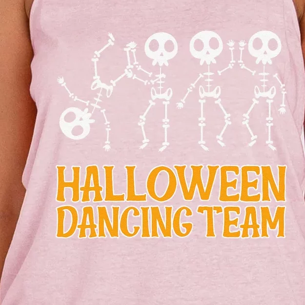 Dancing Skeletons Halloween Dancing Team Women's Knotted Racerback Tank