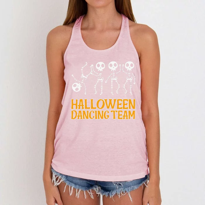 Dancing Skeletons Halloween Dancing Team Women's Knotted Racerback Tank