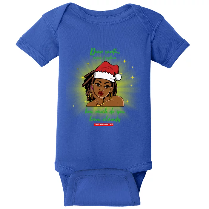 Dear Santa How Much Do You Know Black Mrs Claus Christmas Gift Baby Bodysuit